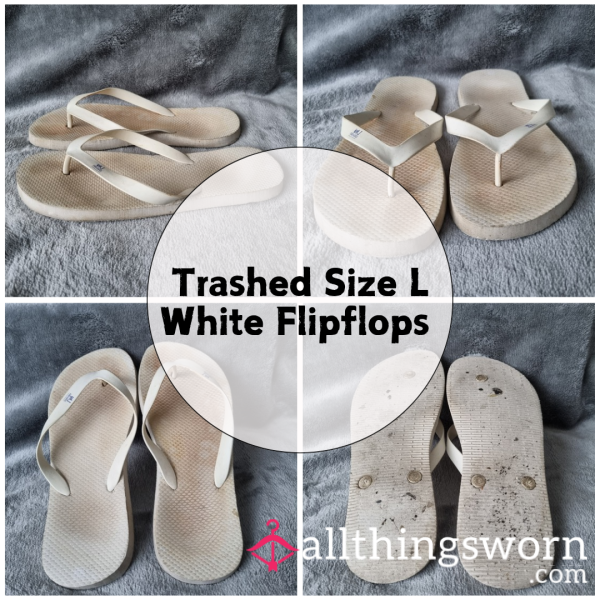 Trashed White Flipflops | Size L | Sold As Seen - From £20.00 + P&P