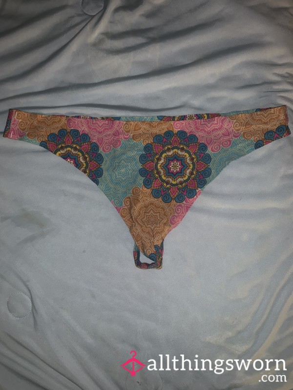 Tribal Flor*l Patterned Smooth Thong