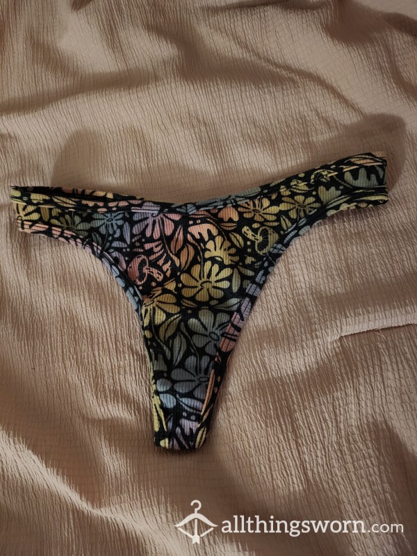 Trippy Flower Design Pink Brand Thong