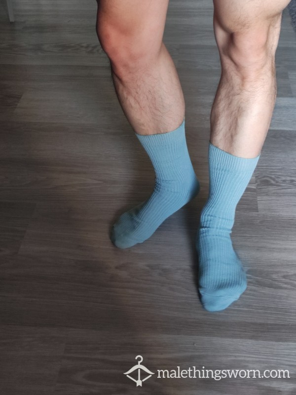 Turquoise Ribbed Socks, Size 7-9