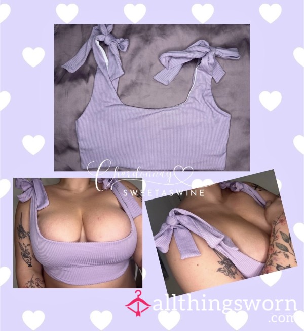 🍷UK 14|💦Lilac Ribbed Bikini With Tie Up Straps💜