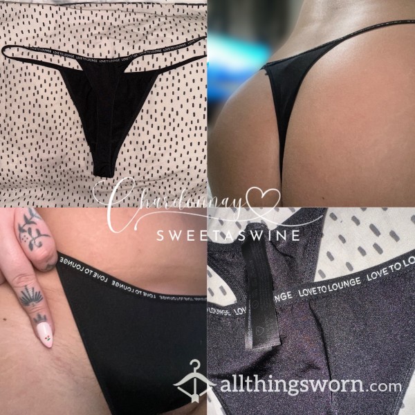 🍷UK 14|🍑Black Love To Lounge Shiny G-String🖤