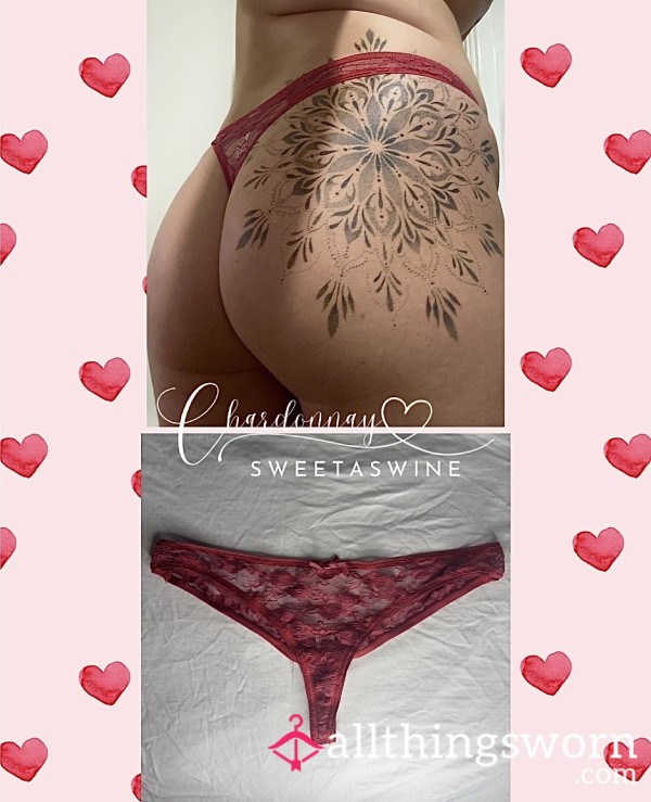 🍷UK 14|🍑Old S**y Red Lace Thong❤️