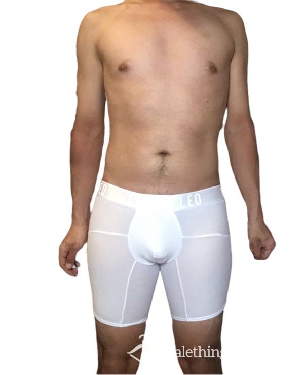 Ultra Rare TIGHTY WHITEYPremium LEO See-through Microfiber White Boxer Briefs Compression Shorts Size Small