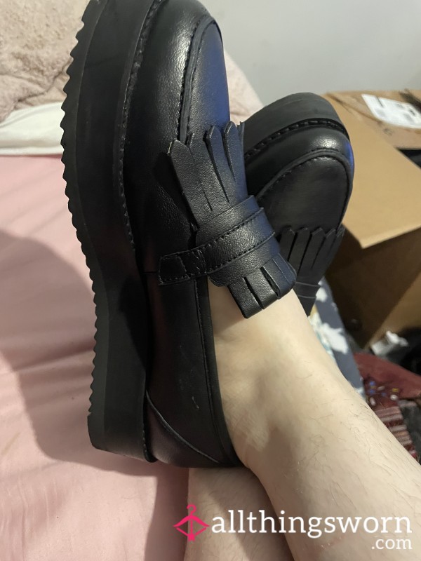 Uni-worn Black Loafers - Warm And Sweaty From Daily Wear (Size 6)