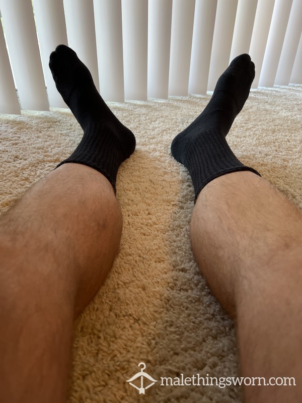 Uniform Boot Worn Black Tube Socks