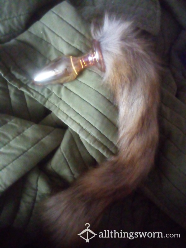 Used Amber Gla** Foxtail Bu*t Plug