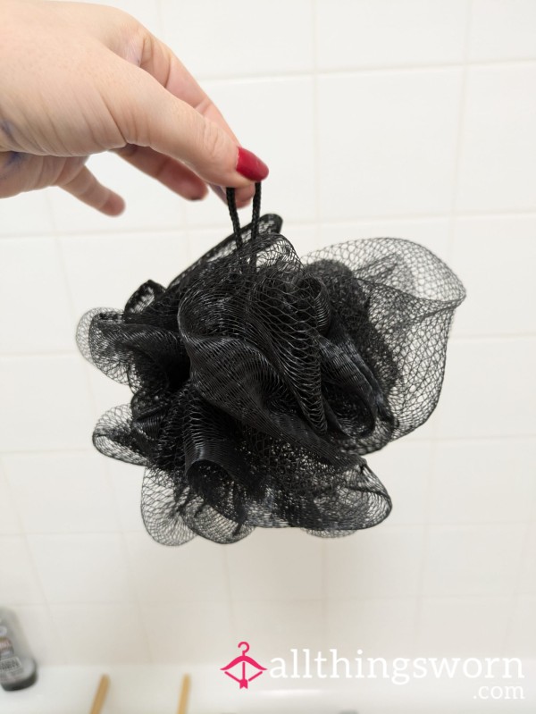 Used Black Bathing Pouf