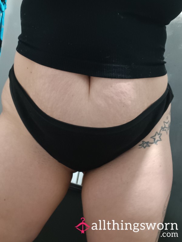 Used Black Cotton Thong