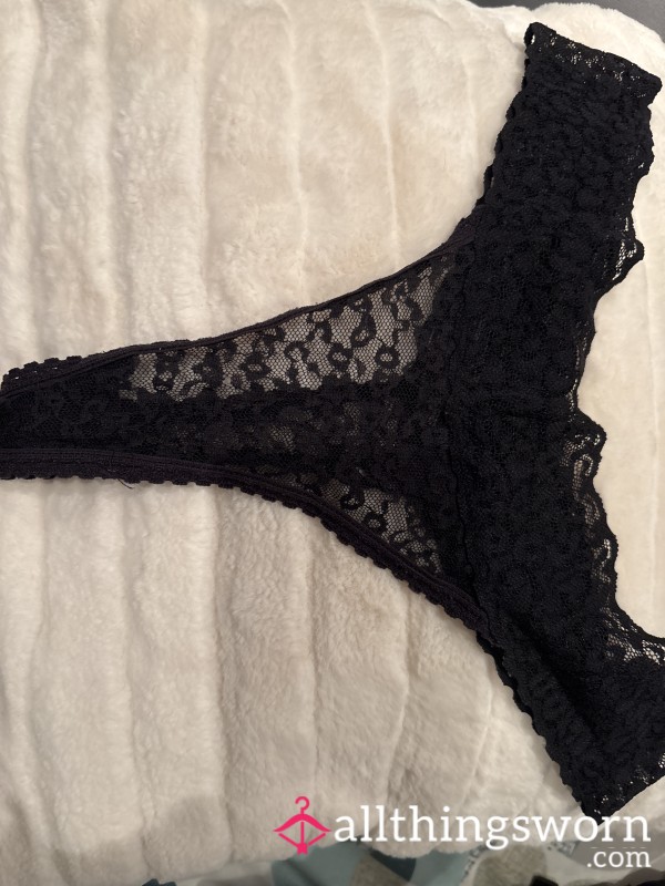 Used Black Lacy Thong