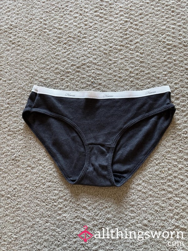 Used Black Ribbed Panties