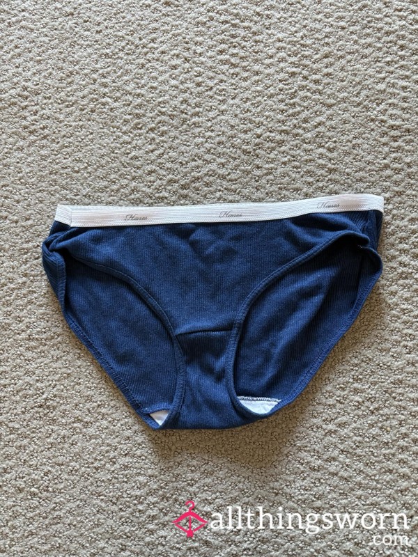 Used Blue Ribbed Panties