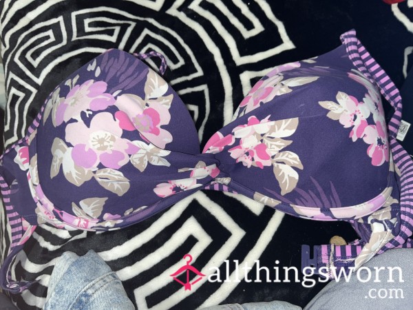 Used Flower Pattern Purple Bakini Top