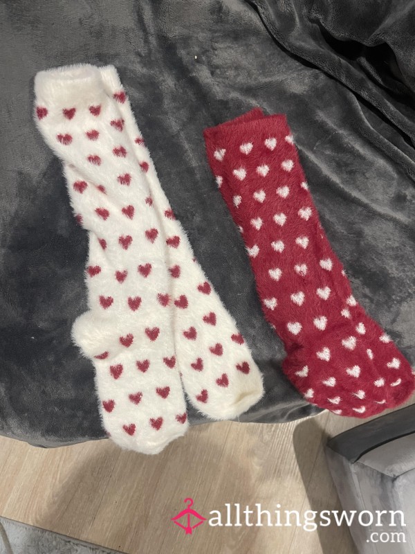 Used Fluffy Heart Socks