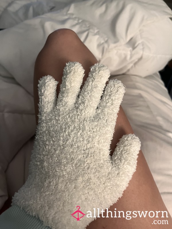 Used Fuzzy White Gloves