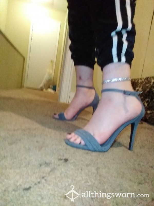 Used Grey High Heels. Very Well Worn