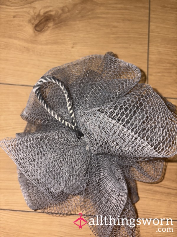 Used Grey Mesh Loofah Sponge