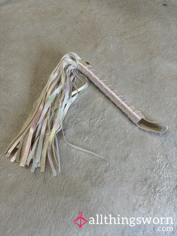 Used Iridescent White Shiny S** Toy Whip Flogger