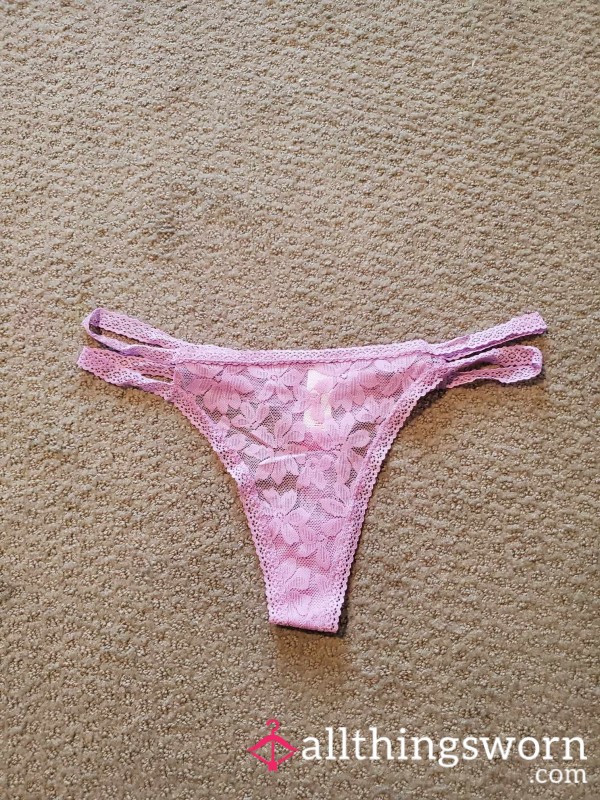 Used Lavender Lace Thong