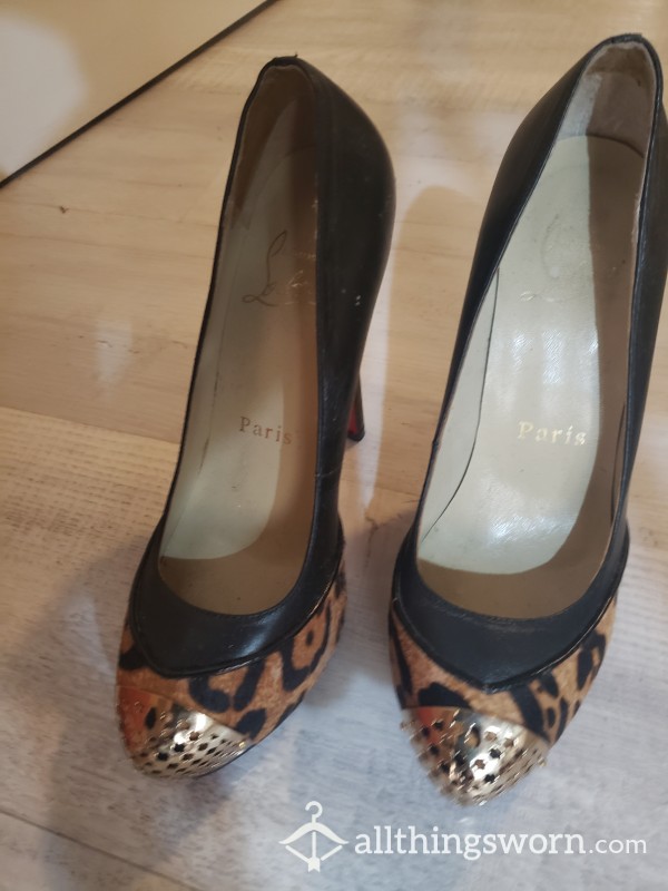 Used Leopard Print Red Bottom Stiletto