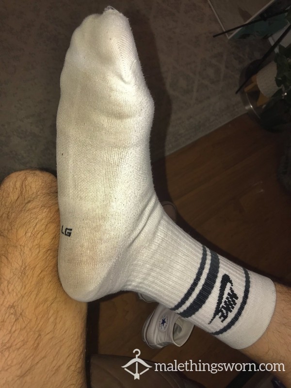 Used Nike Socks- 7 Day Wear, Strong Foot Sweat Odor, Crusty