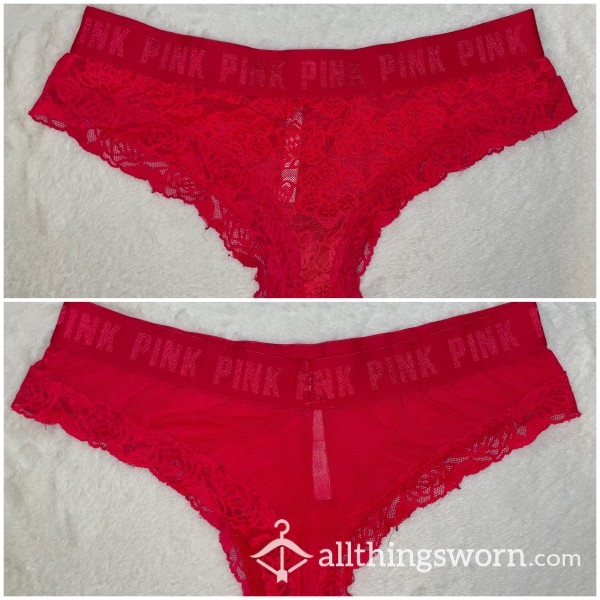 Used Panties - Red VS Lace Bootyshorts