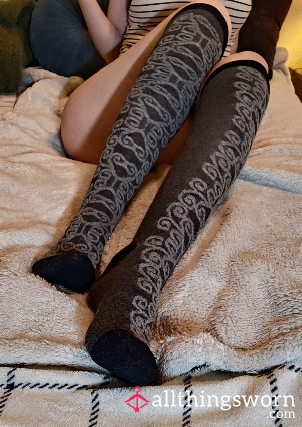 Used Patterned Knee Socks