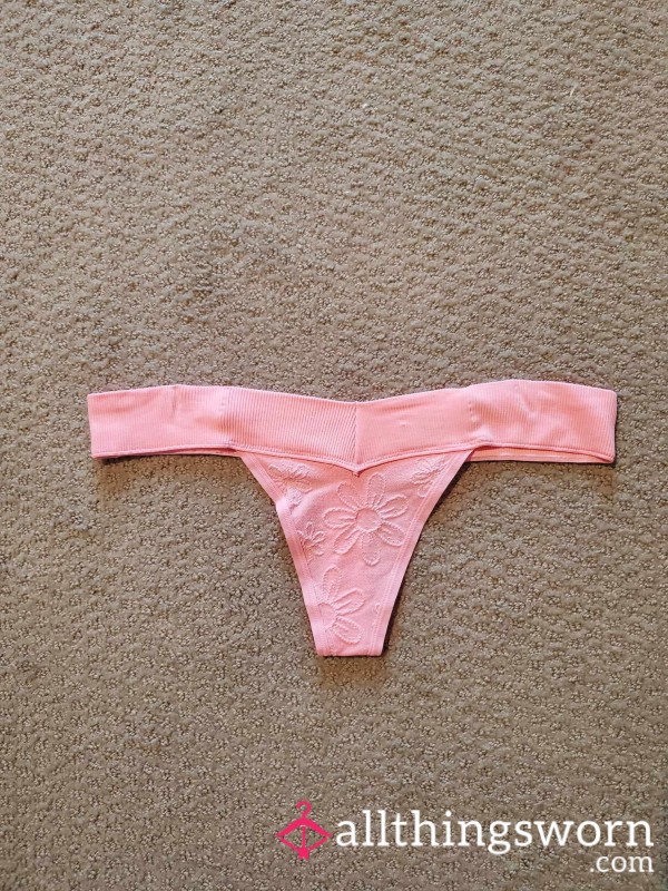 Used Pink Flower Thong