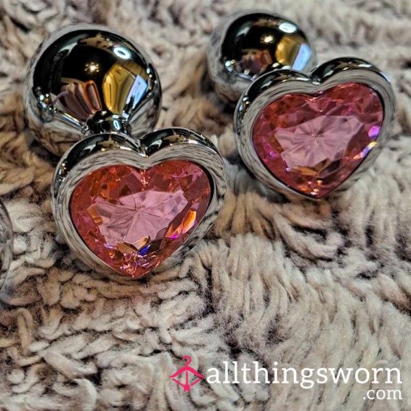 Used Pink Heart Jeweled Bu*t Plug