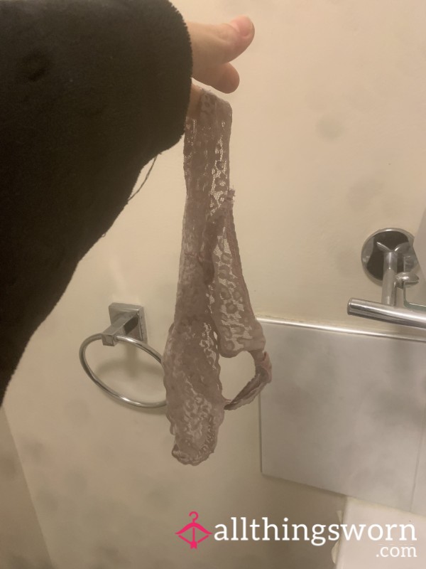 Used Pink Lace Thong