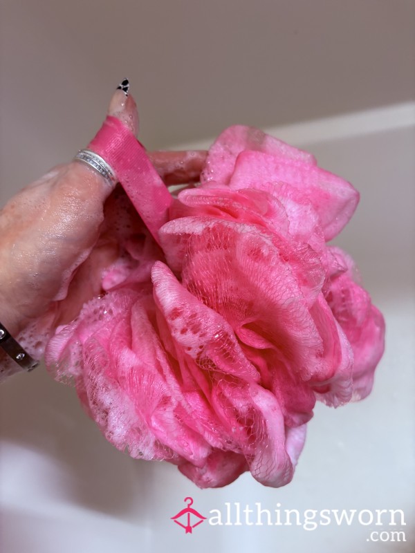 Used Pink Mesh Loofah