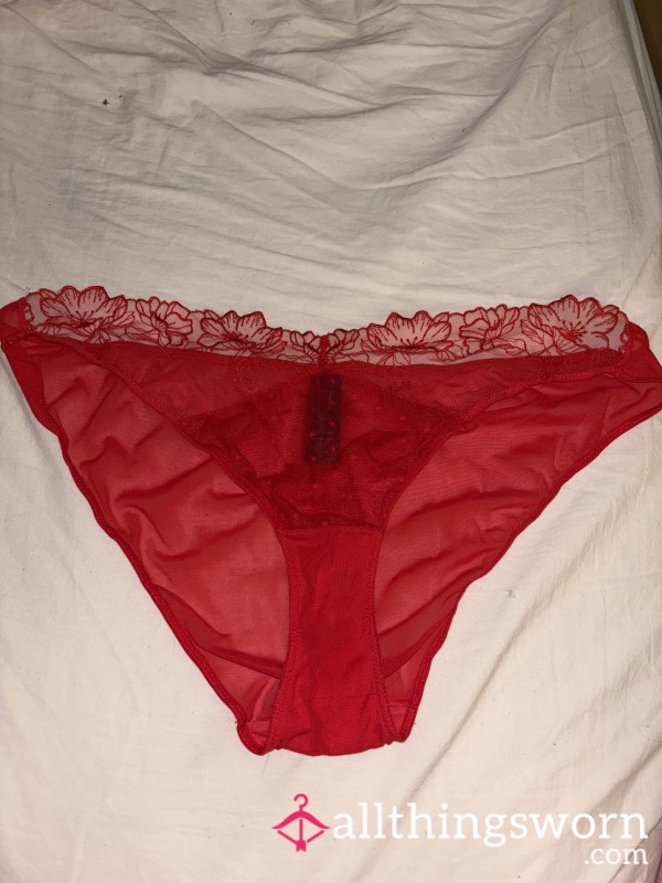 Used Red Mesh Panties