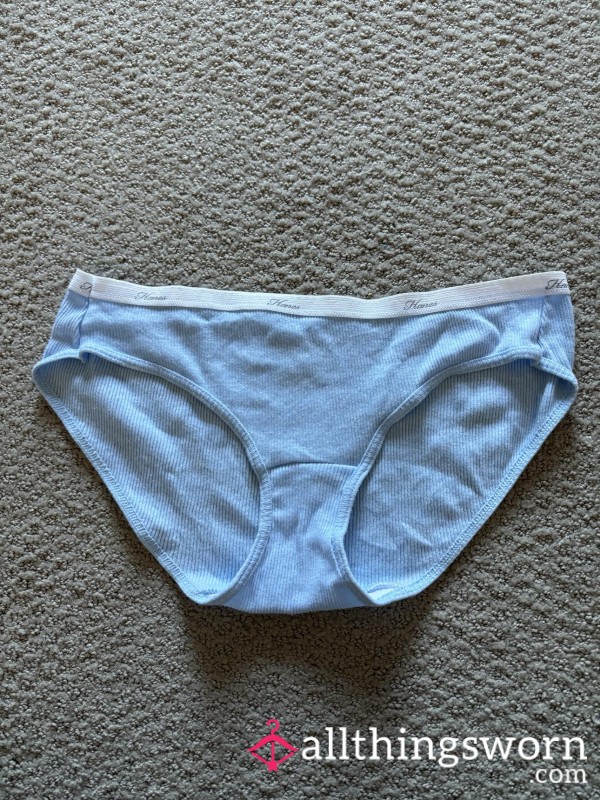 Used Ribbed Baby Blue Panties