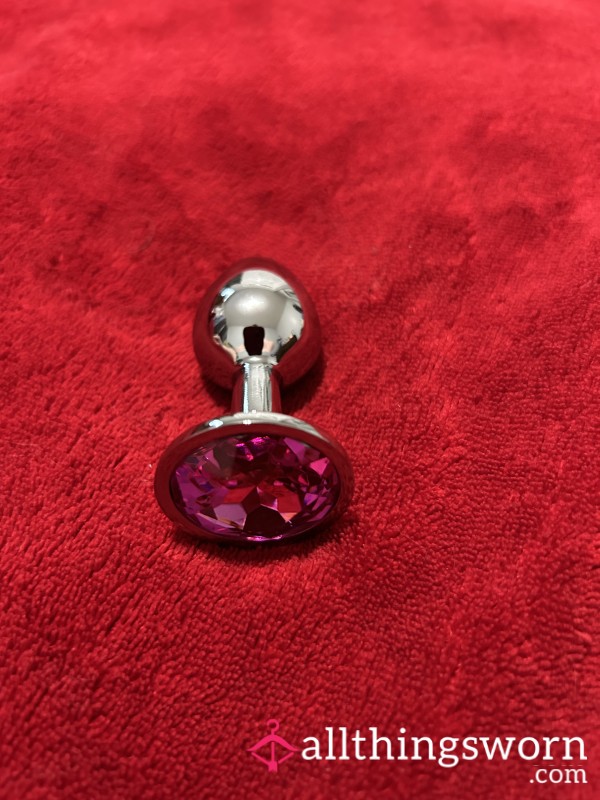 ~(USED) SILVER WITH PINK GEM Bu*t PLUG~