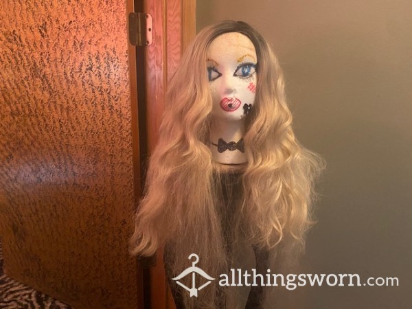 Used Sissy Wig Dress Up Worn Long Wavy Blonde Wig