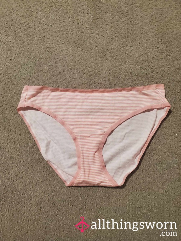 Used Striped Pink Panties