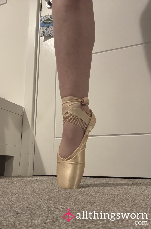 USED, SWEATY POINTE SHOES FOR BALLET.