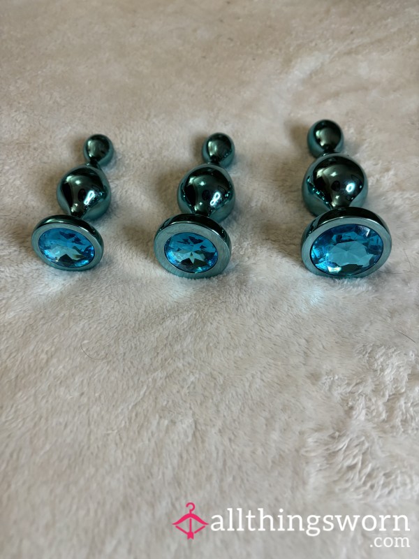 Used Teal Blue Jewel Small / Medium / Large Bu*t A**l Plugs S** Toys