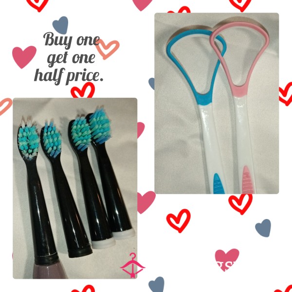 Used Toothbrush Heads And Tongue Scrapers