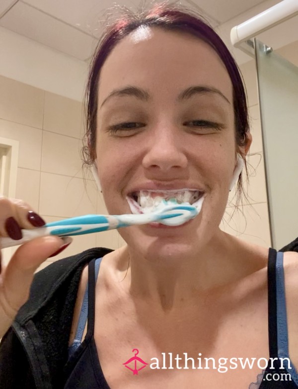 Used Toothbrush With Toothpaste Sp*t