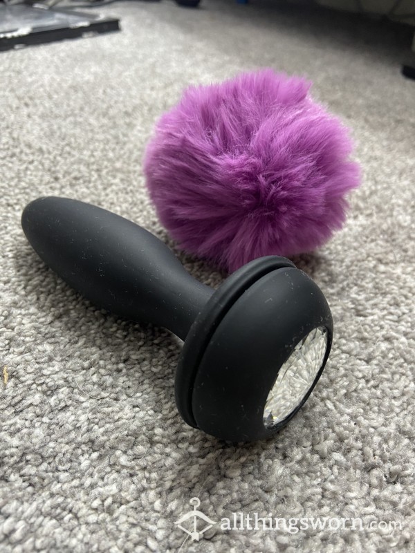 Used Vibrating Bu*t Plug With Gem And Pink Tail Attachment