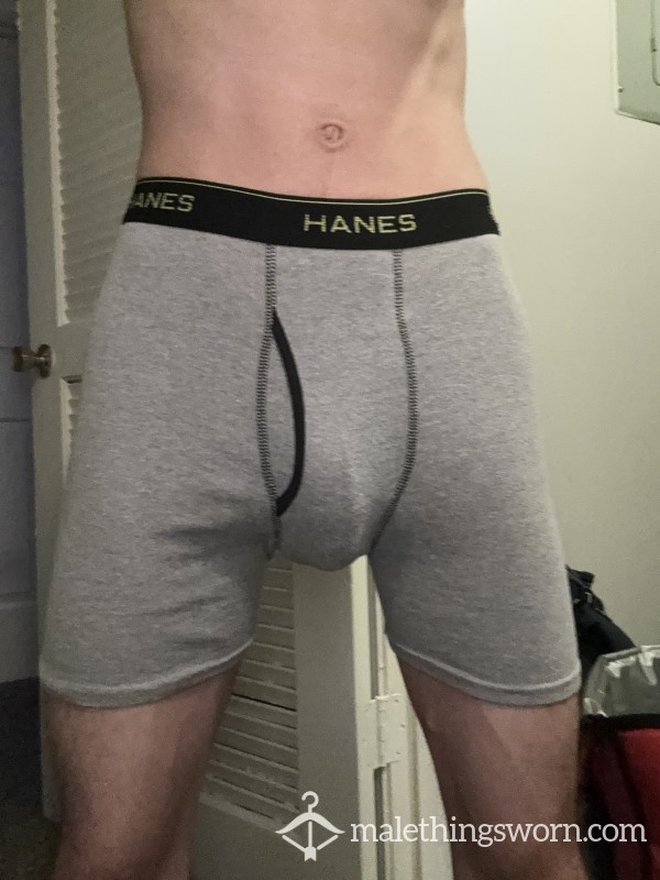 Used Well Worn Hanes Grey/Black Boxer Briefs