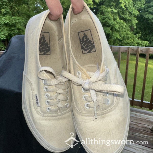 Used Well Worn Stinky White Vans