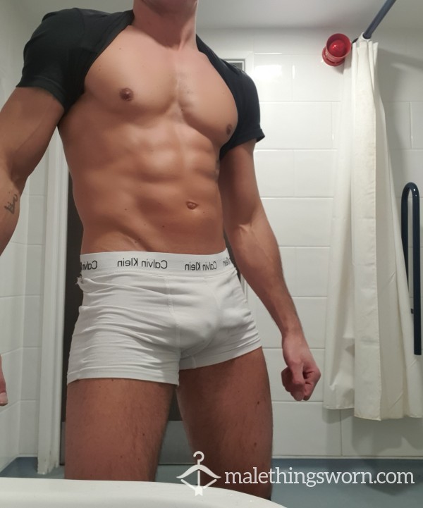 Used White Compression Boxers Calvin Klein