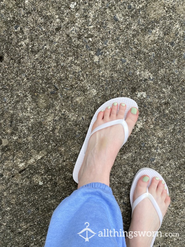 Used White Flip Flops