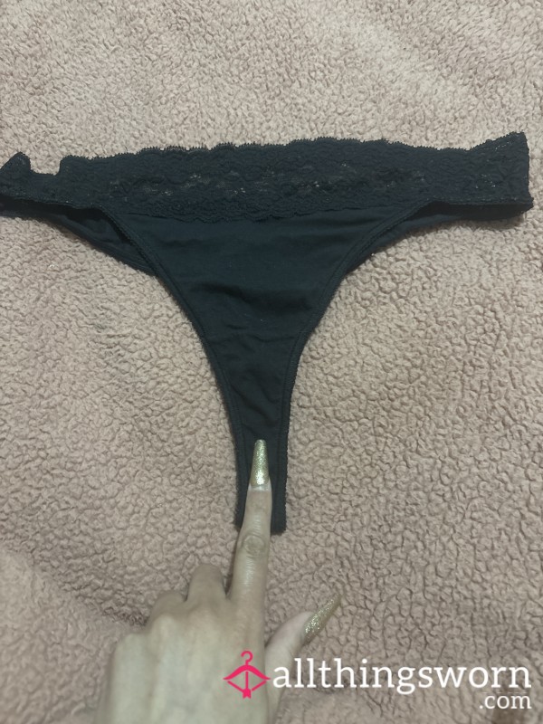 Used Worn Black Thongs