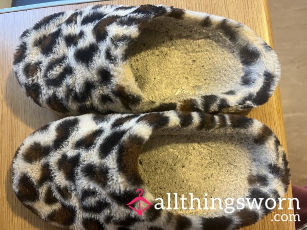 Used Year 3 Old Leopard Slippers