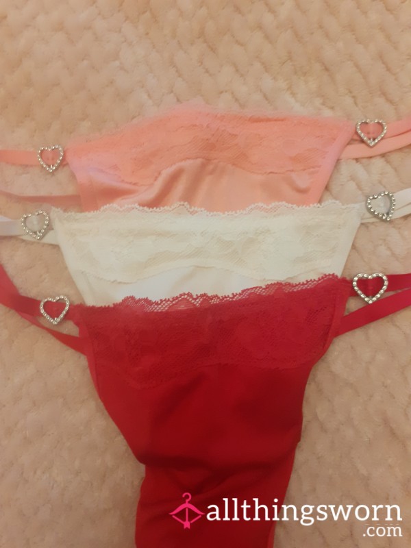 Valentine's Diamonique Hearts Thongs X