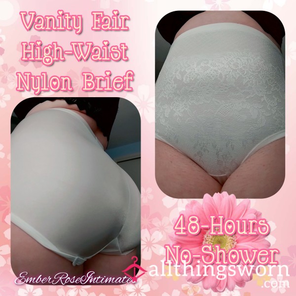 Vanity Fair White Nylon High-Waist Brief