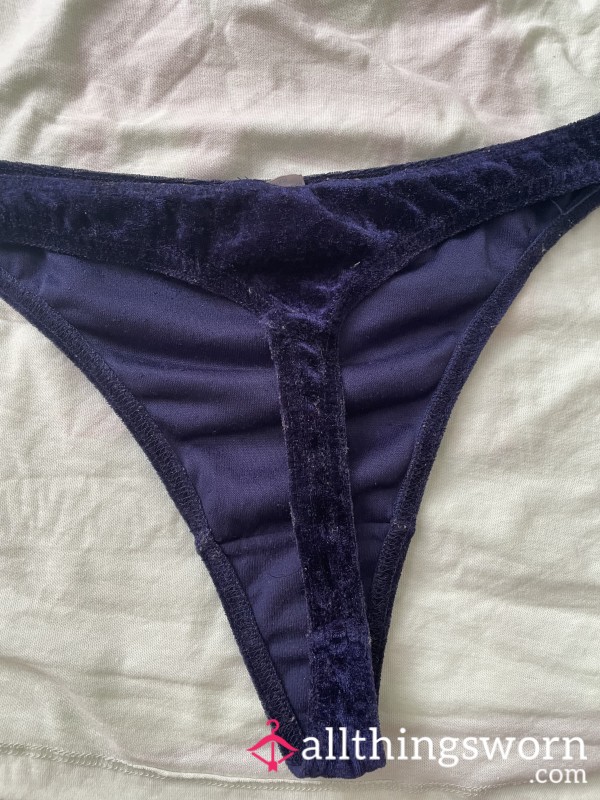 Velvet Navy Blue Vintage Thong